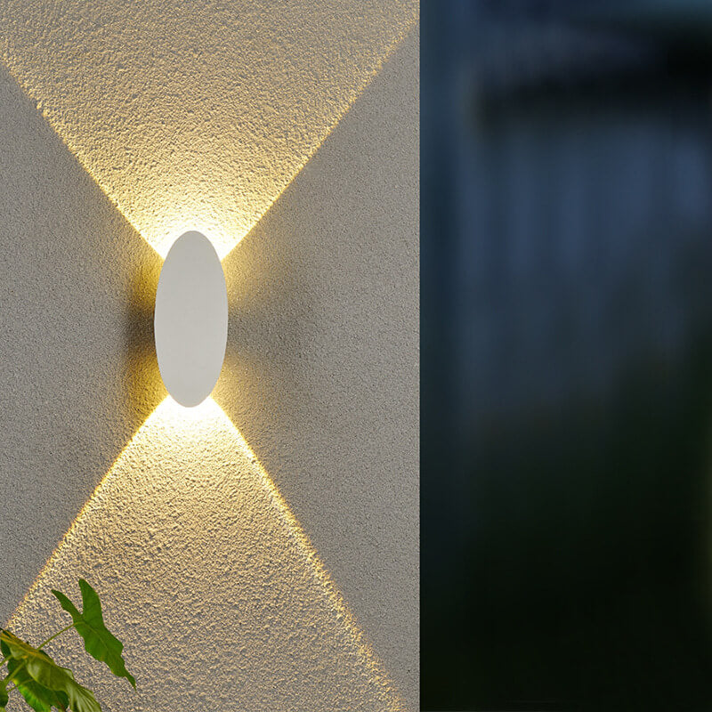 Lámpara de Aplique de Pared Impermeable LED para Exterior de Aluminio de Forma Oval Simple y Plana 