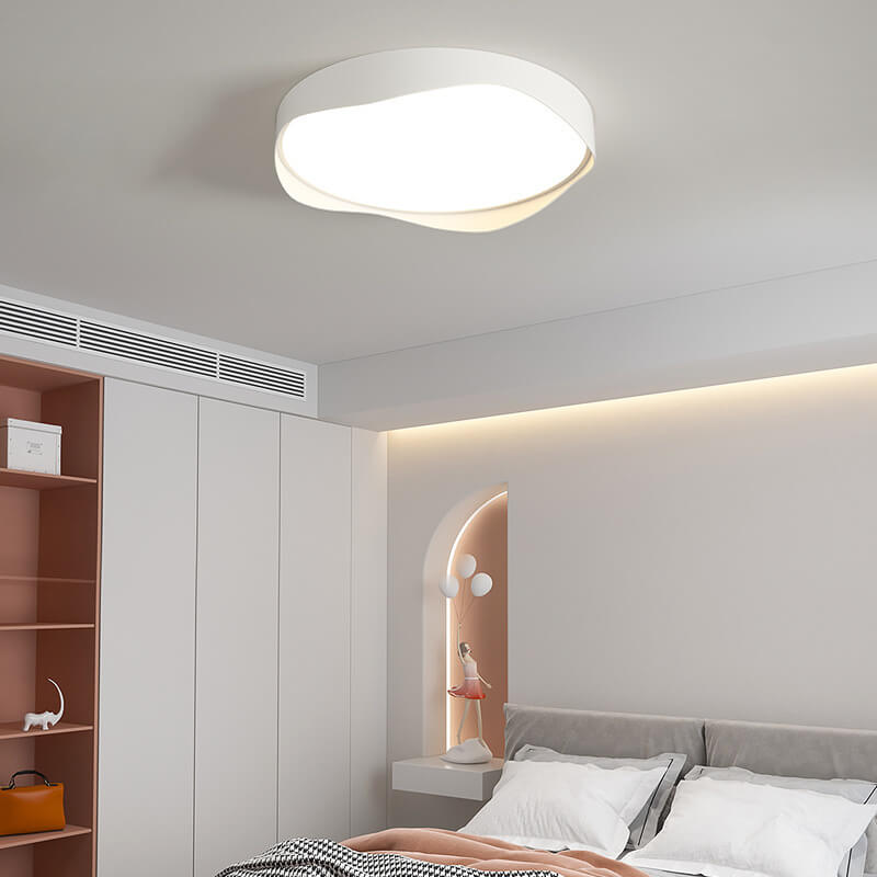 Modern Minimalist Round Curve Border Iron Acrylic LED Flush Mount Ceiling Light for Living Room
