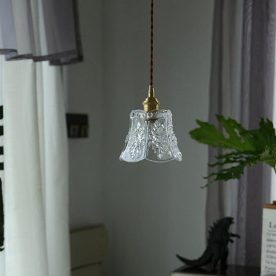 Japanese Modern Creative Flower Glass 1-Light Pendant Light