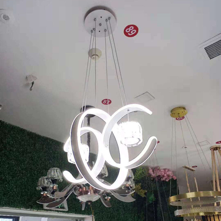 Moderner minimalistischer Kronleuchter aus Eisen und Aluminium mit LED-Ring 