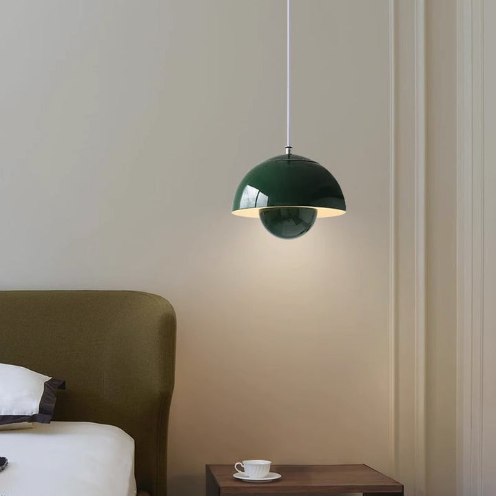 Lámpara colgante LED con pantalla de capullo de flor de hierro y aluminio nórdico contemporáneo para sala de estar 