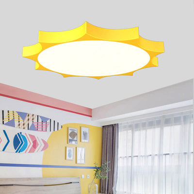 Modern Children's Sun Iron Acrylic Frosted LED Flush Mount Ceiling Light