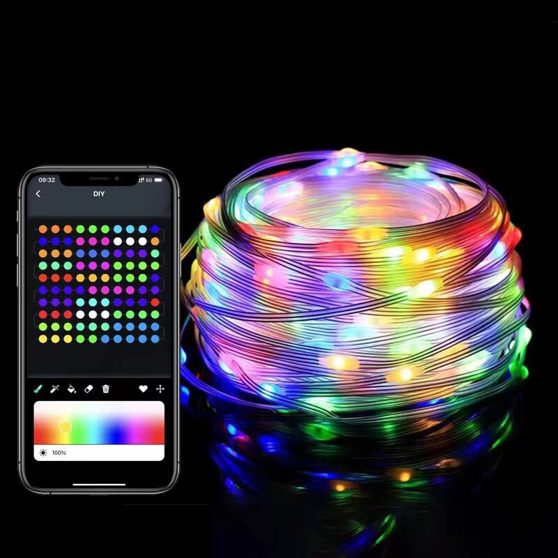 Guirlandes Lumineuses Décoratives Intelligentes Musique USB Bluetooth Application Fil de Cuivre Lumières Décoratives 