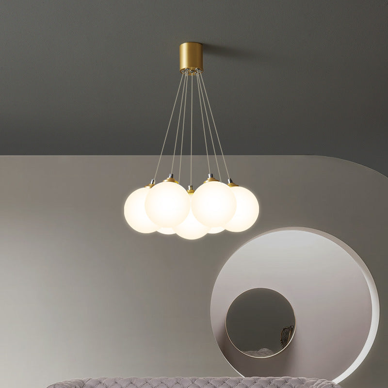 Nordic Light Luxury Round Ball Kupferglas 4/5/7-Licht-Kronleuchter 