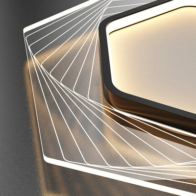 Nordic Minimalist Geometric Hexagonal LED Flush Mount Ceiling Light