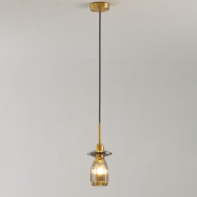 Moderne Luxus-Kristall-Ovalglas-1-Licht-Pendelleuchte 