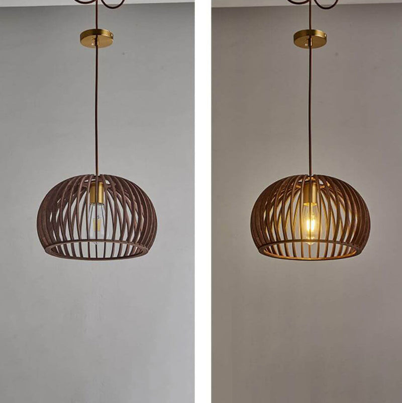 Nordic Vintage Basswood Oval Geometrie 1-Licht Pendelleuchte 