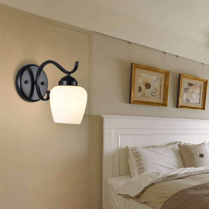 Contemporary Retro Rustic Iron Glass 1-Light Wall Sconce Lamp