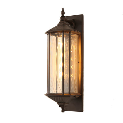 Outdoor Vintage Chinese Transparent Cage 1-Light Waterproof Wall Sconce Lamp