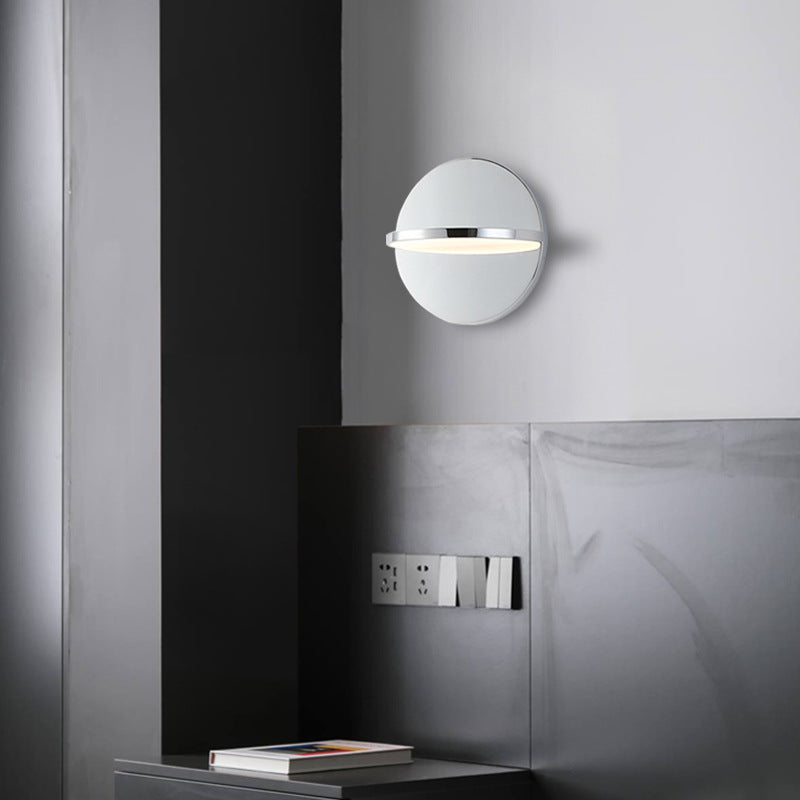 Nordic Minimalist Chrome Round Stainless Steel LED Wall Sconce Lamp