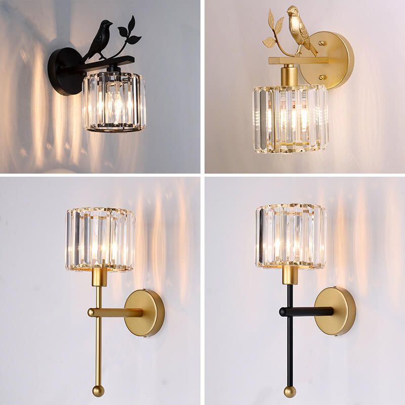 Vintage Light Luxury Crystal Bird 1-Light Wall Sconce Lamp