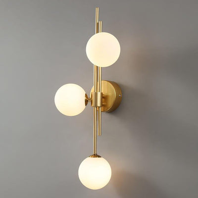 European Vintage Minimalist Orb Hardware Glass 3-Light Wall Sconce Lamp