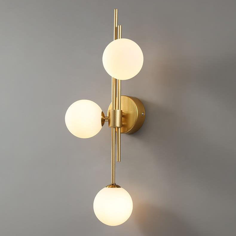 European Vintage Minimalist Orb Hardware Glass 3-Light Wall Sconce Lamp