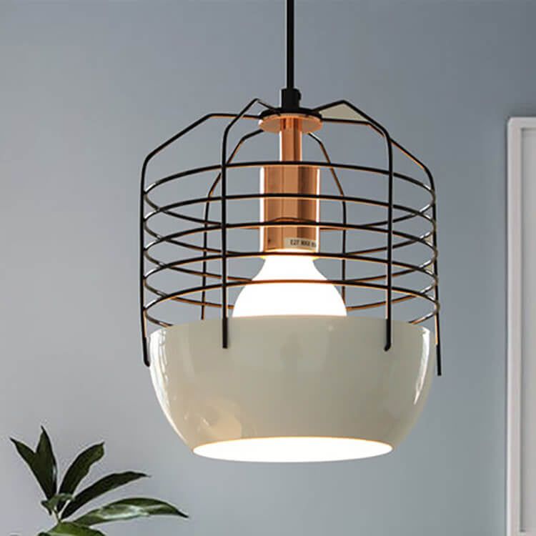 Industrial Iron Birdcage Design 1-Light Pendant Light
