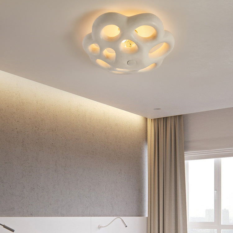 Contemporary Creative Round Hollow Petal Shade 3-Light Flush Mount Ceiling Light For Bedroom