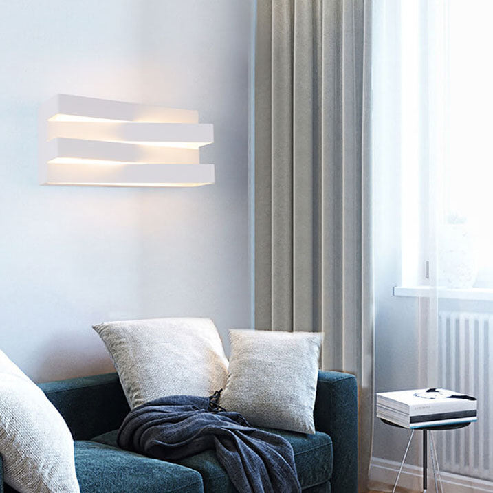 Nordic Minimalist Geometric Rectangular Layer LED Wall Sconce Lamp
