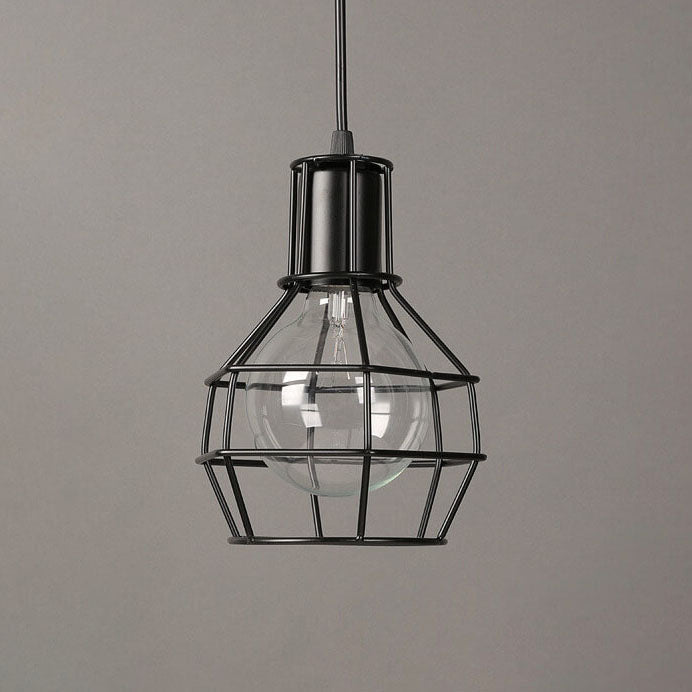 Lámpara Colgante de Jaula Redonda de Hierro Creativo Industrial de 1 Luz 