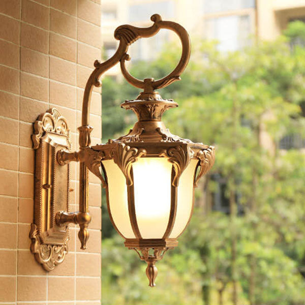 European-style Retro Outdoor Waterproof Aluminum Glass 1-Light Wall Sconce Lamp