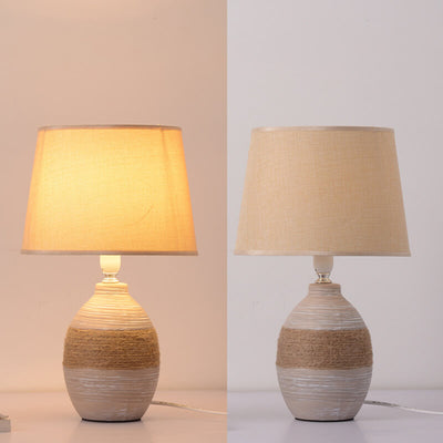 European Style Twine Fabric Ceramic Base 1-Light Table Lamp