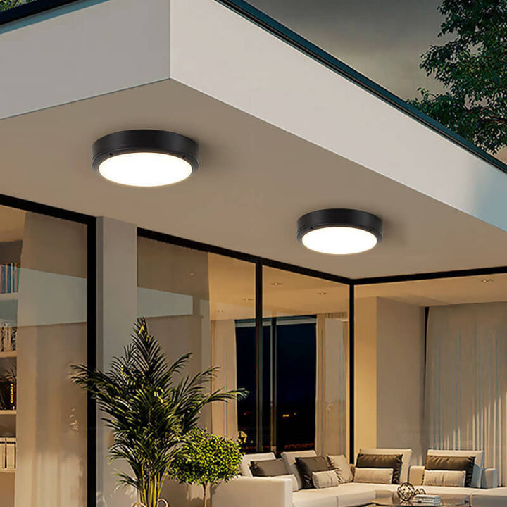 Moderne minimalistische runde LED-Deckenleuchte aus Aluminium und PC, wasserdicht, für den Außenbereich und die Terrasse 