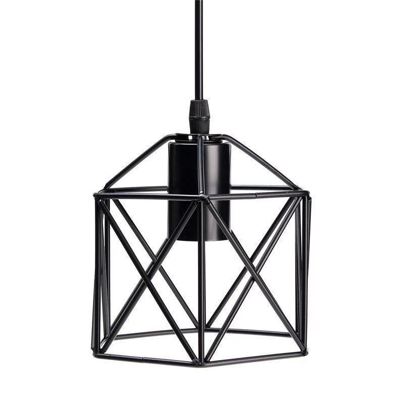 Suspension industrielle en forme de cage géométrique simple en fer avec 1/3 lumière 