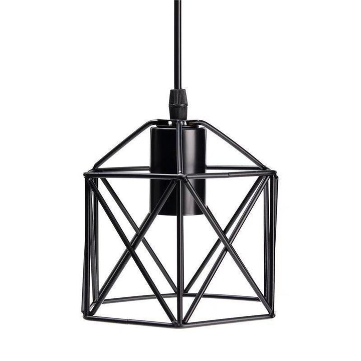 Suspension industrielle en forme de cage géométrique simple en fer avec 1/3 lumière 