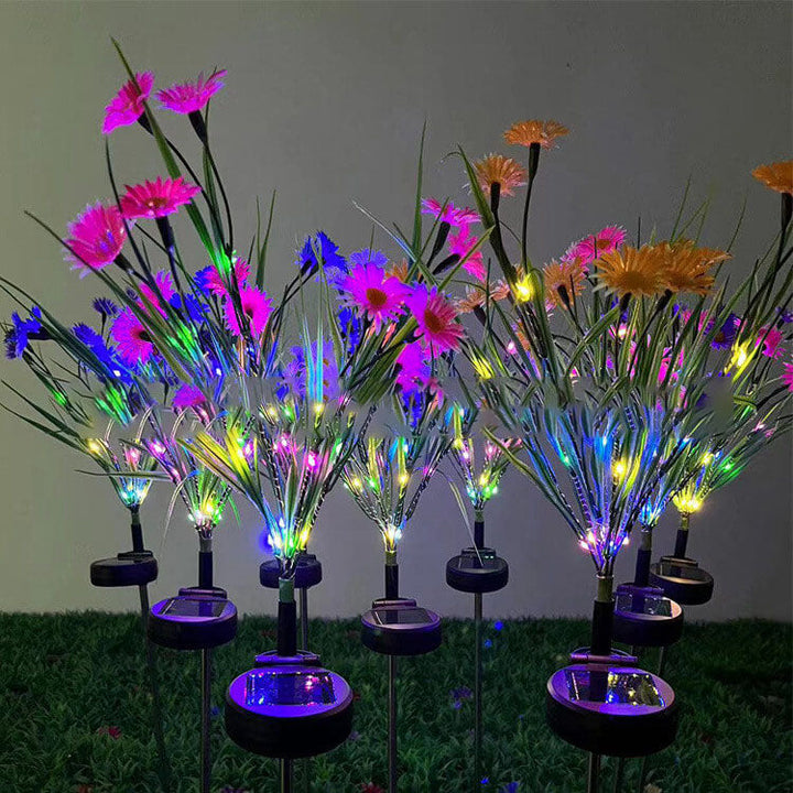 Lampe extérieure à LED en forme de fleur de couleur moderne solaire avec prise de terre 