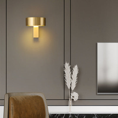 Moderne minimalistische runde Rechteck Vollkupfer Acryl LED Wandleuchte Lampe für Schlafzimmer 