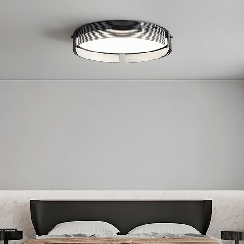 Modern Simplicity Acrylic Circle Ring Shade Glass LED Flush Mount Ceiling Light For Living Room