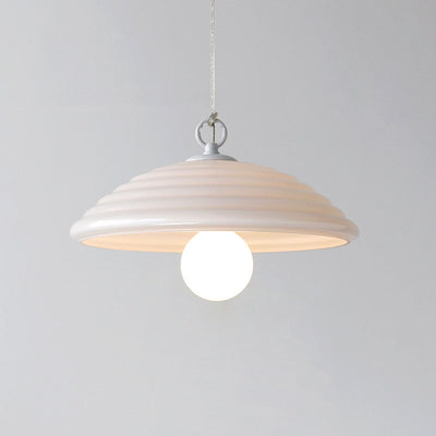 Nordic Vintage Striped Glass Round Dome 1-Light Pendant Light