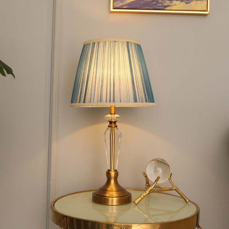 Lampe de table européenne minimaliste en tissu cristal à 1 lumière 