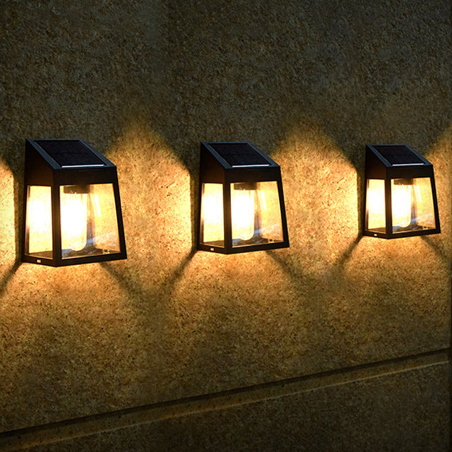 Modern Minimalist ABS PC Solar Outdoor Waterproof Trapezoidal Light Control Sensor LED Wall Sconce Lamp for Outdoor Patio