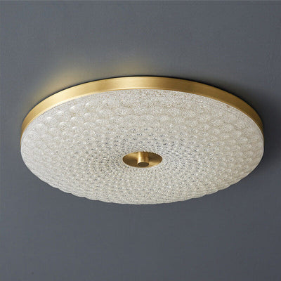 Contemporary Scandinavian Round All Copper Acrylic LED Flush Mount Ceiling Light For Bedroom
