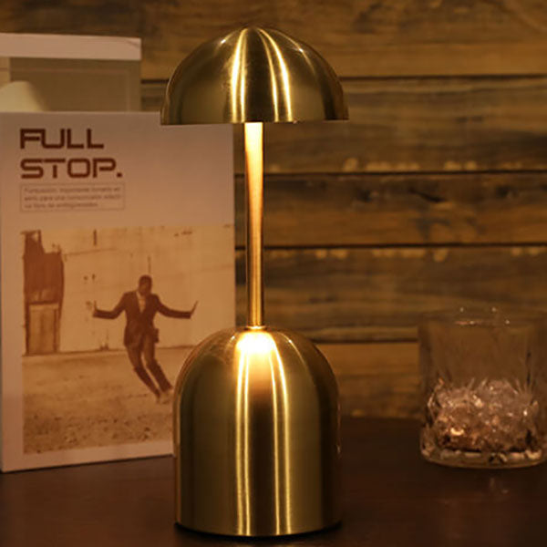 Lámpara de mesa LED táctil USB redonda de hierro dorado moderno 
