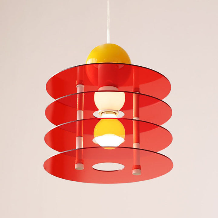 Zeitgenössische nordische bunte Acryl fliegende Untertasse 1-Licht Pendelleuchte für Schlafzimmer 