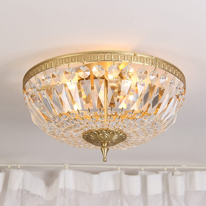 Luz de montaje empotrado de 6 luces de cristal estilo rústico todo cobre 