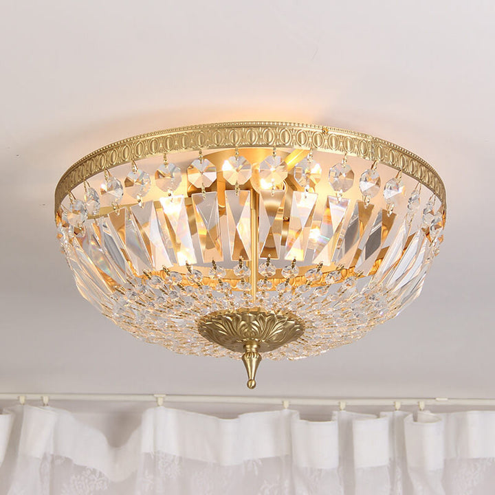 Luz de montaje empotrado de 6 luces de cristal estilo rústico todo cobre 