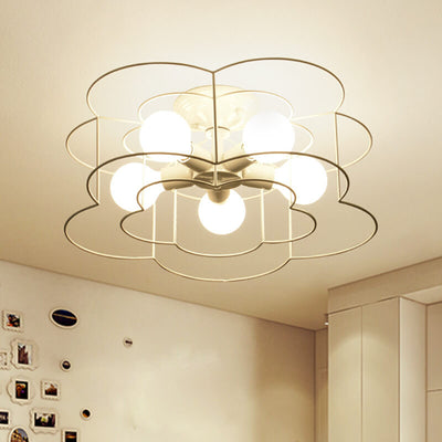 Nordic Creative Iron Petals 5-Light Semi-Flush Mount Ceiling Light