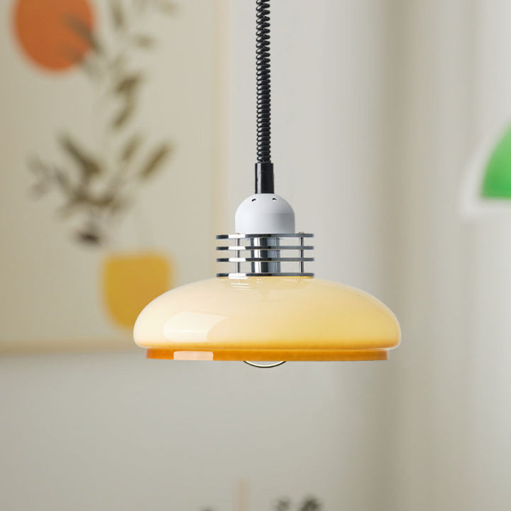 Japanische minimalistische Hardware Glasrundkopf einziehbare 1-Licht-Pendelleuchte 
