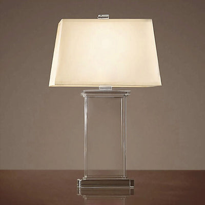 Modern Fabric Lampshade Crystal Base 1-Light Table Lamp