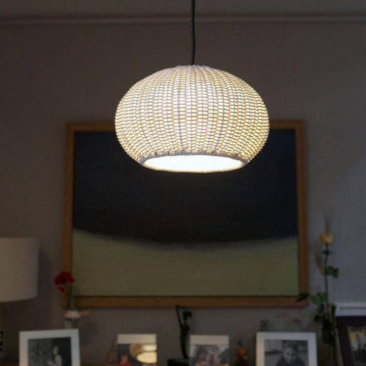 Lámpara Colgante Minimalista Japonesa de Ratán de 1 Luz 
