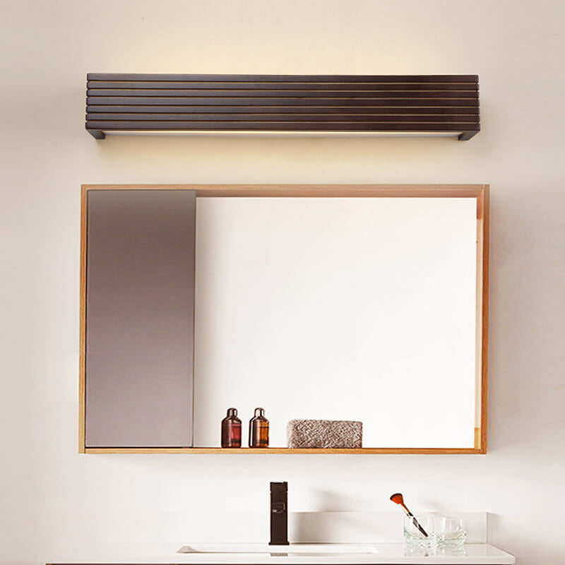 Moderne chinesische Walnuss Quadrat Bar Eitelkeit LED Wandleuchte 