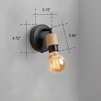 Industrieller kreativer Holzlampenkopf 1-Licht-Wandleuchte 