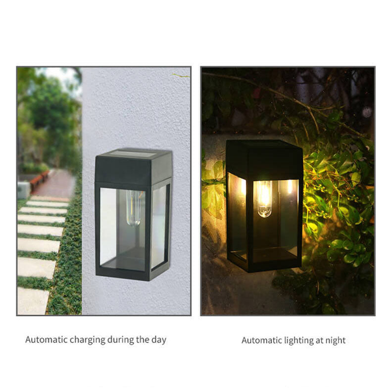 Modern Rectangular Solar 1-Light Waterproof Plastic Outdoor Garden Wall Light