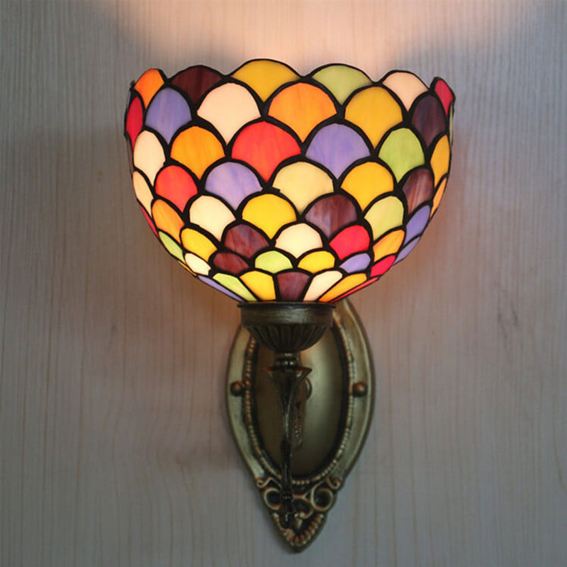 Tiffany Stained Dot Glass 1-Light Wall Sconce Lamp