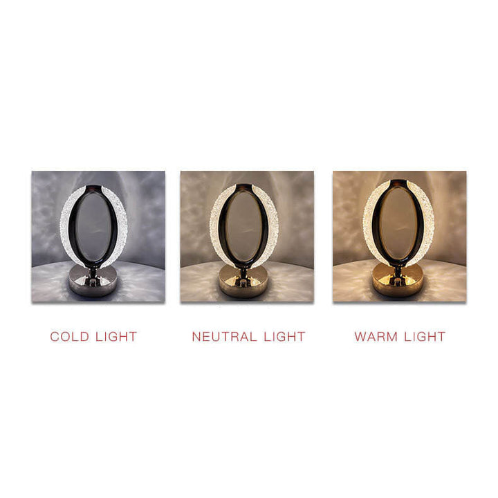Moderne luxuriöse LED-Tischlampe mit Ring aus Eisen und Acryl mit Touch-Funktion fürs Schlafzimmer 