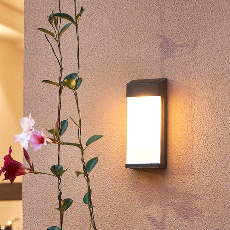 Solar quadratische Wandlampe aus mattem Glas, wasserdicht, mit LED 