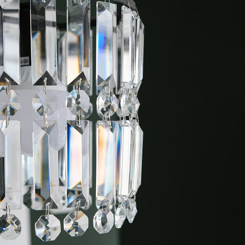 Nordic Light Luxury Crystal Cylinder Dome 1/2/3 Light Chandelier