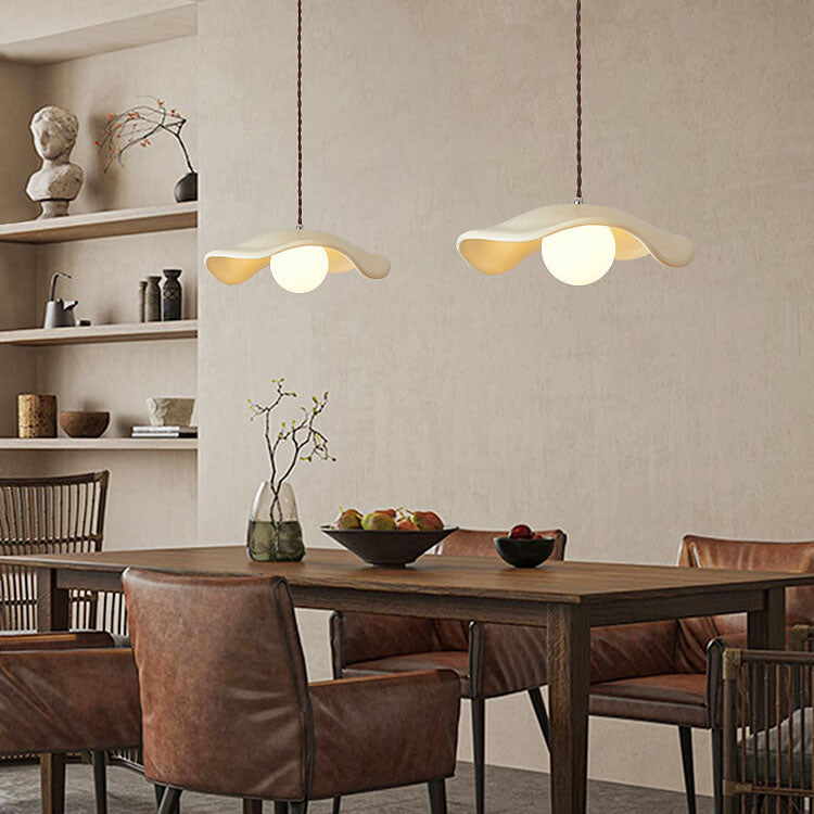 Macaron Cream Dome Wave Design Resin 1-Light Pendant Light