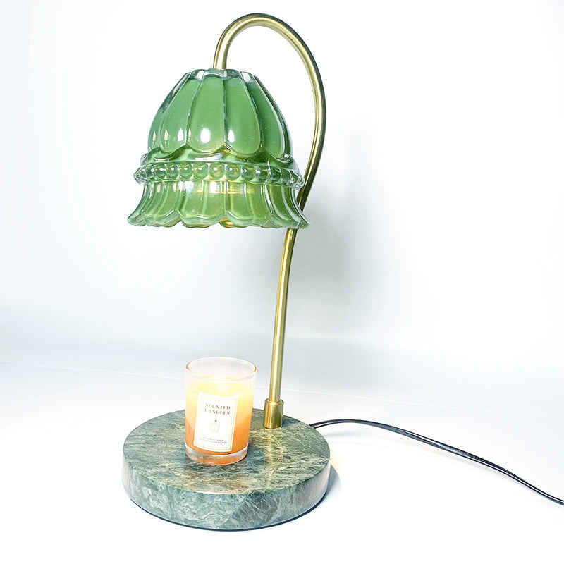 Modern Green Glass Marble 1-Light Melting Wax Table Lamp